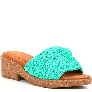 Kurt Geiger Crochet Slides Green NWOT size 6.5/7